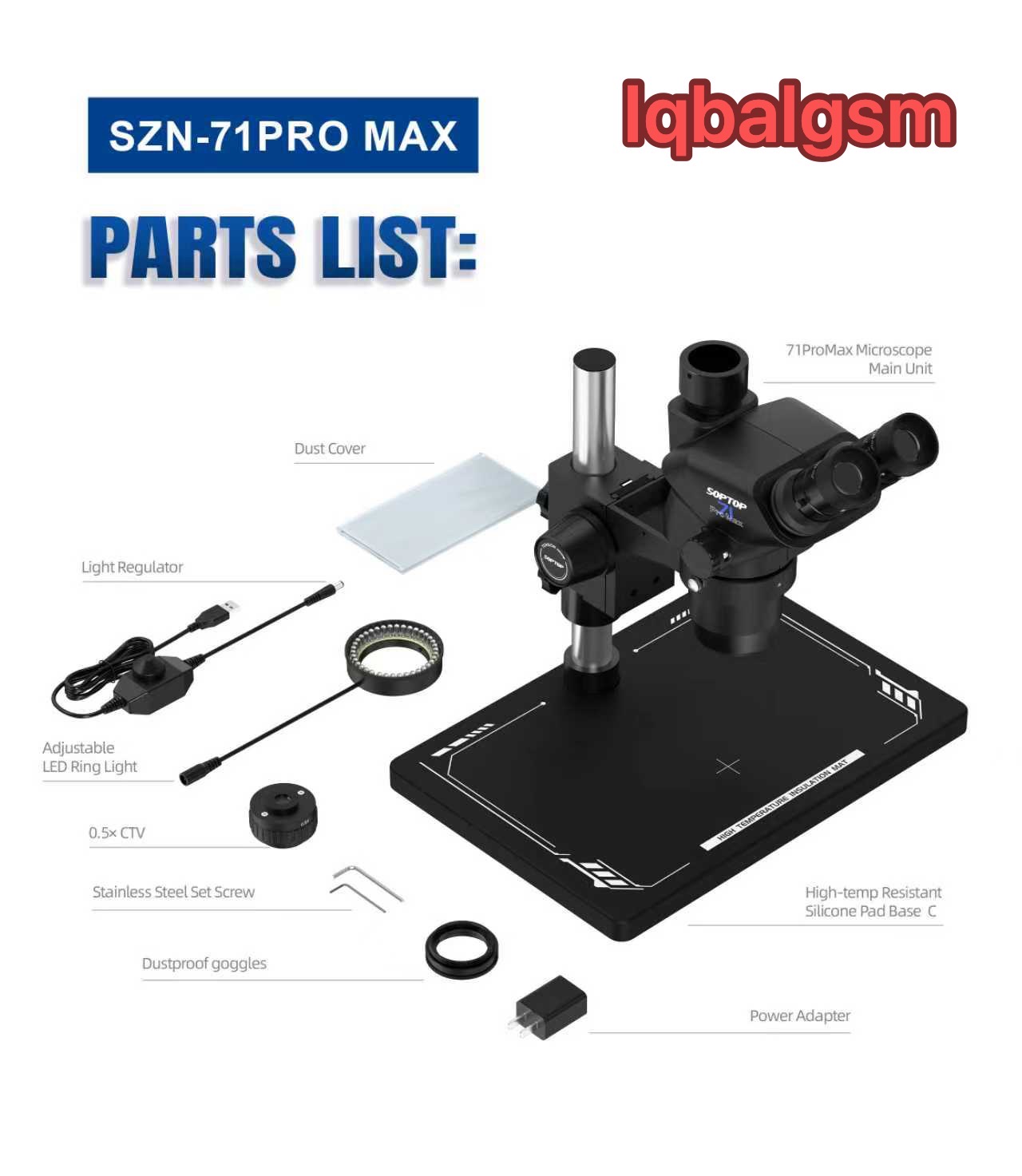 71 PRO MAX (black) SOPTOP HIGH-DEFINITION ZOOM TRINOCULAR STEREO MICROSCOPE