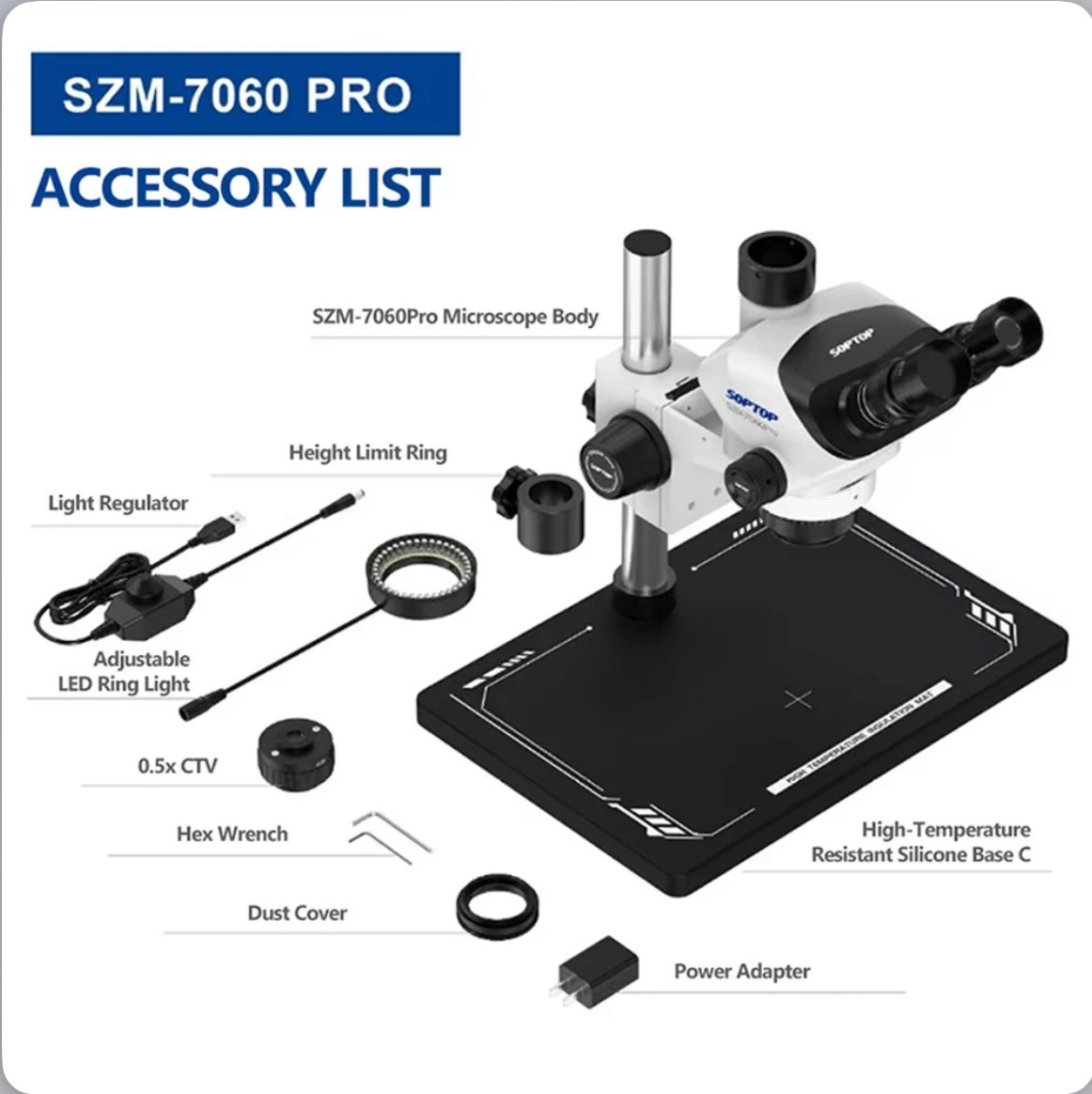 71 PRO MAX (white) SOPTOP HIGH-DEFINITION ZOOM TRINOCULAR STEREO MICROSCOPE