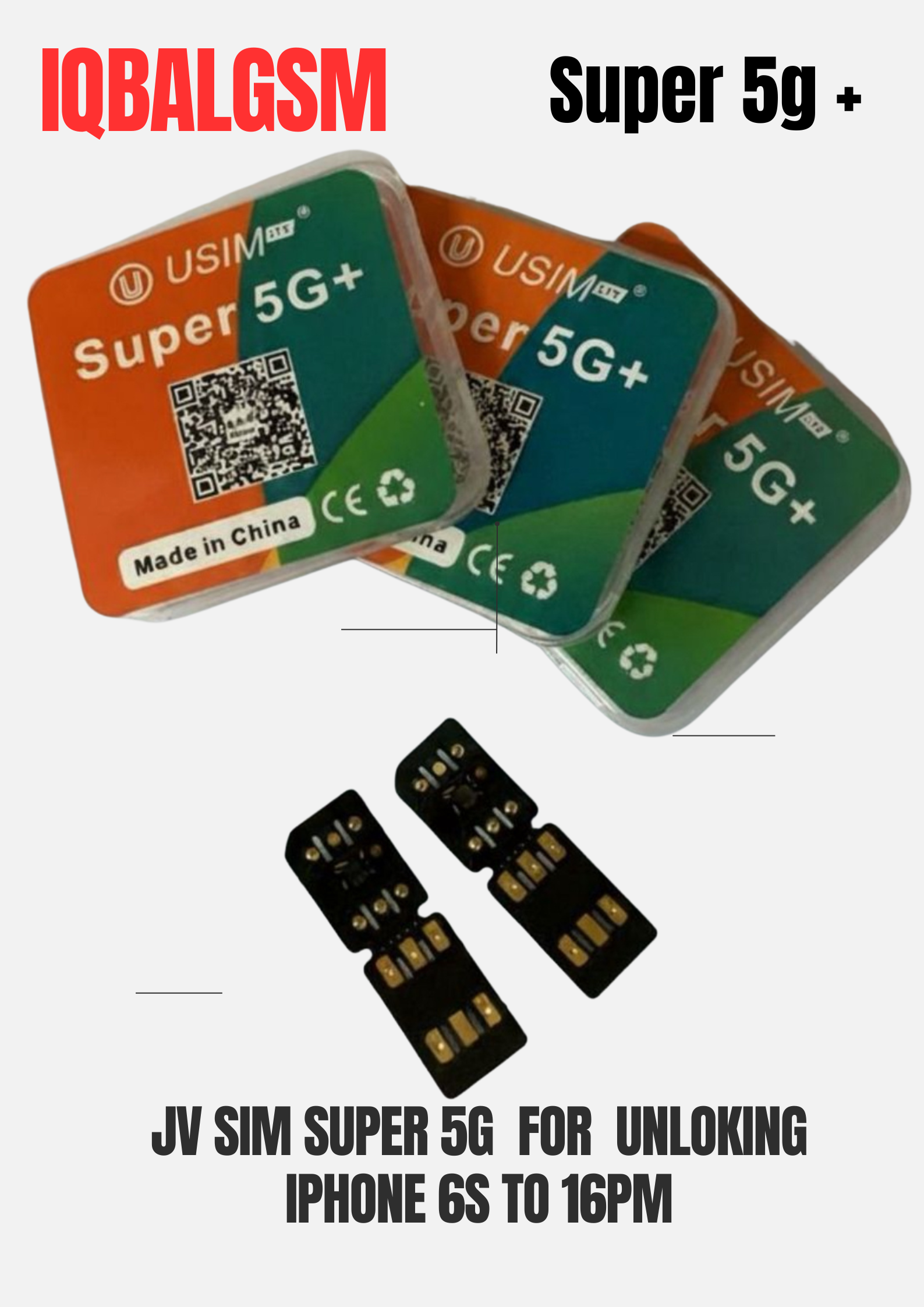 Jv sim ( geve sim )super 5g + for unloking iPhone 6s to 16pm