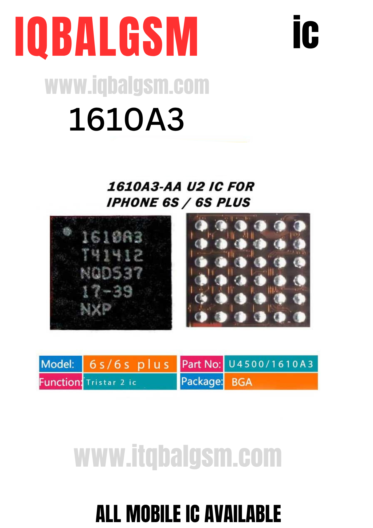 1610A3-AA U2 Charge IC for iPhone 6S / 6S Plus / SE