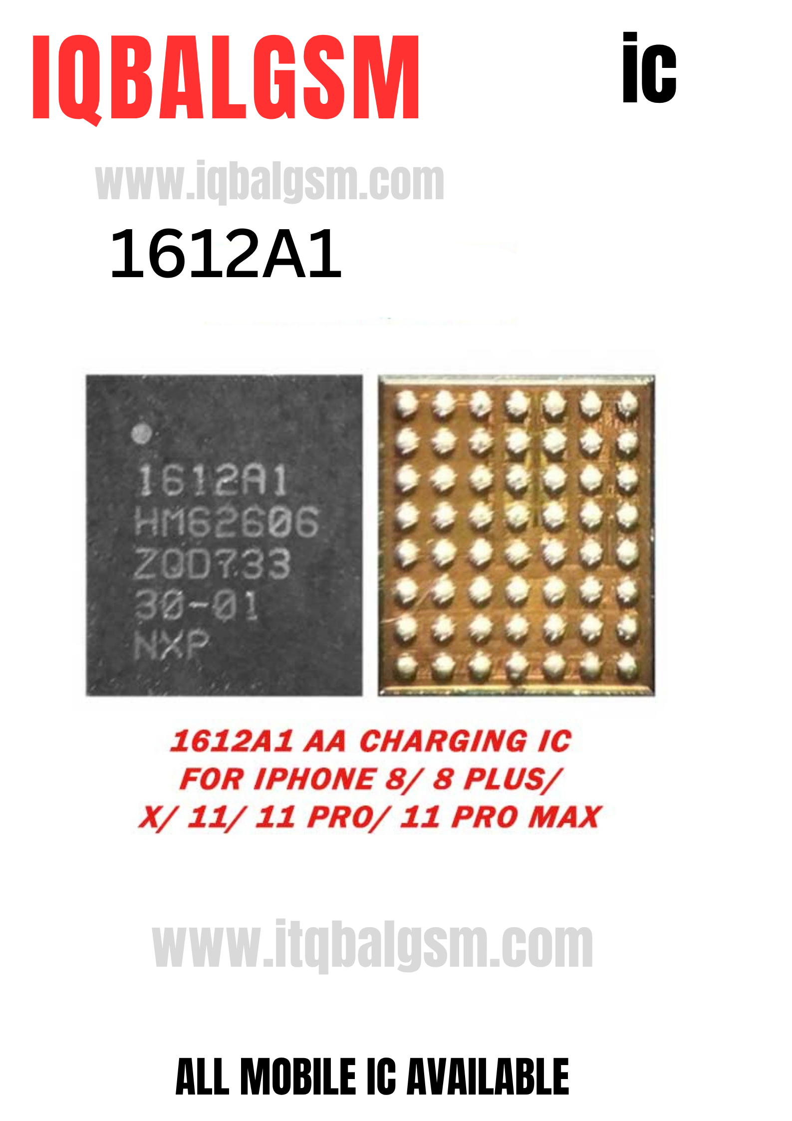 1612A1 new Charging IC for iPhone 8/ 8 Plus/ X/ 11/ 11 Pro/ 11 Pro Max- AA