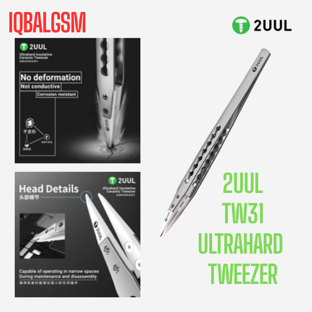 2UUL TW31 Ultrahard insulative Ceramic Tweezer for Precise Phone Board Repair