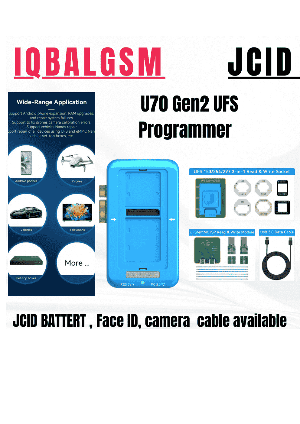  jcid U70 Gen2 UFS Programmer For Android UFS/eMMC/ISP Nand Repair