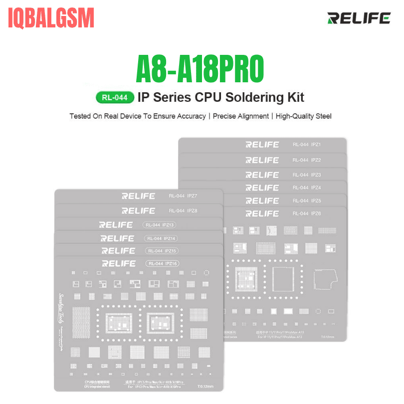 RELIFE RL-044 9 in 1 CPU Repair Steel Stencil Set for iPhone 6s-16Pro Max