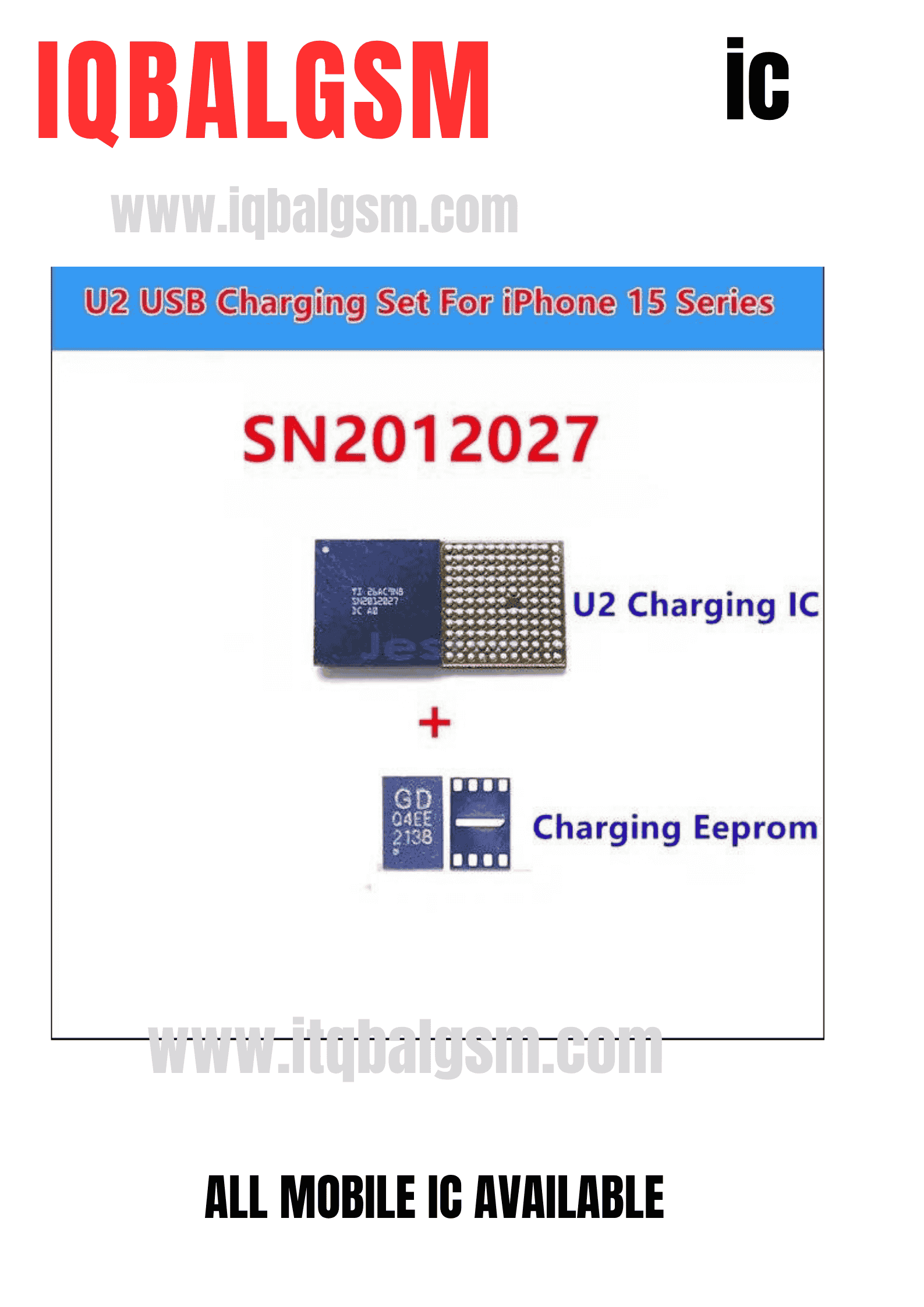 U2 SN2012027 (A12) +8N( Q4EE) Eeprom Charging IFOR 15/15plus/15p/15pm 