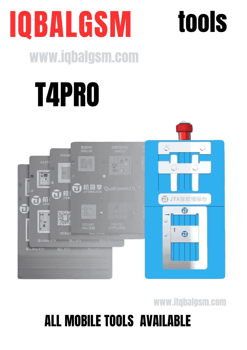 JTX T4 Pro Universal Chips Glue Removal And Reballing Platform stencil 
