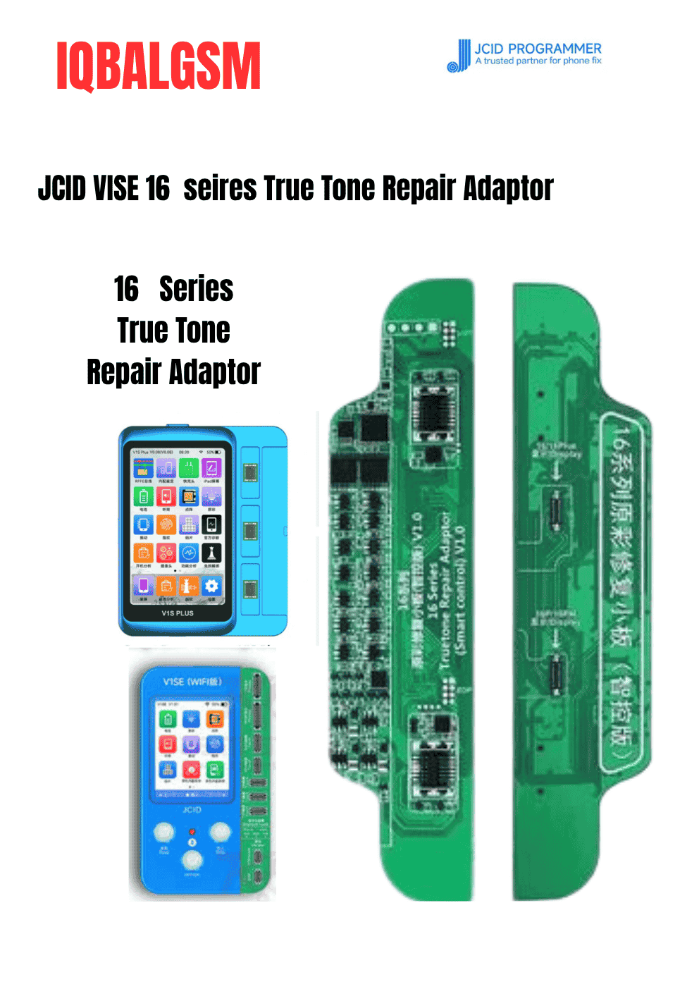 JCID V1SE / V1S Pro iPhone 16 Series True Tone Repair Adaptor”Smart Control