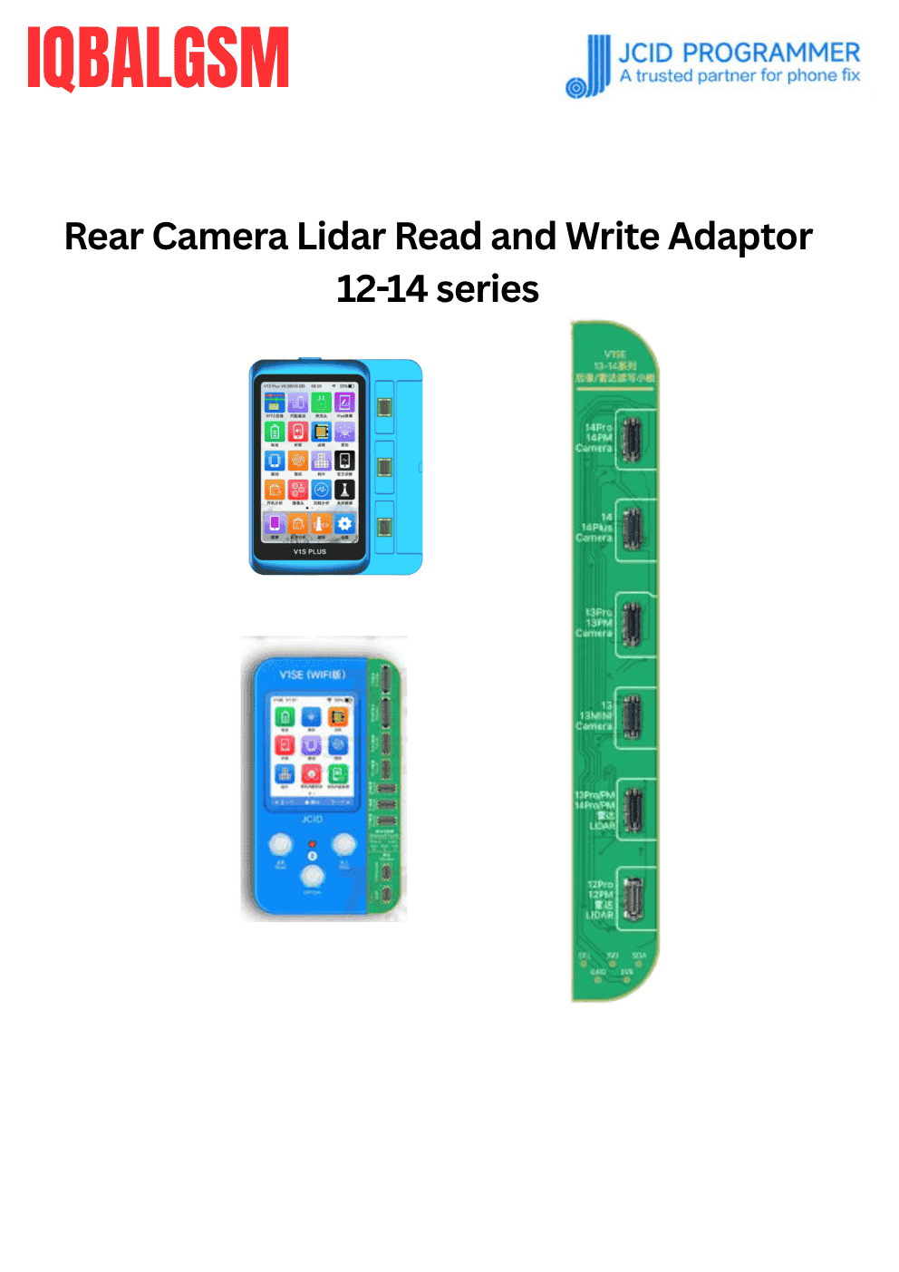 V1S Pro/V1SE 13-14 Series Rear Camera LiDAR Read and Write Adaptor -JCID