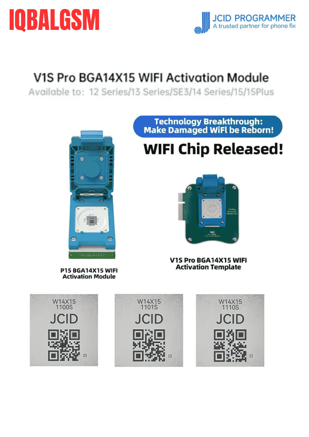 V1S Pro BGA 14×15 WiFi Activation Module For iPhone 12/13/SE3/14/15 Series