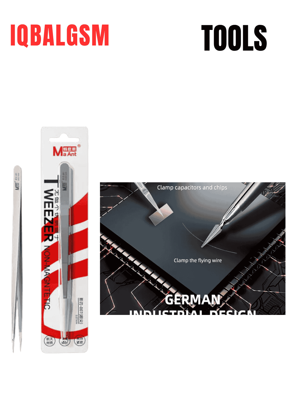 MaAnt 007 Hand-Polished Non-magnetic Stainless Steel Tweezers Aerospace Precision Materials For Phone CPU IC