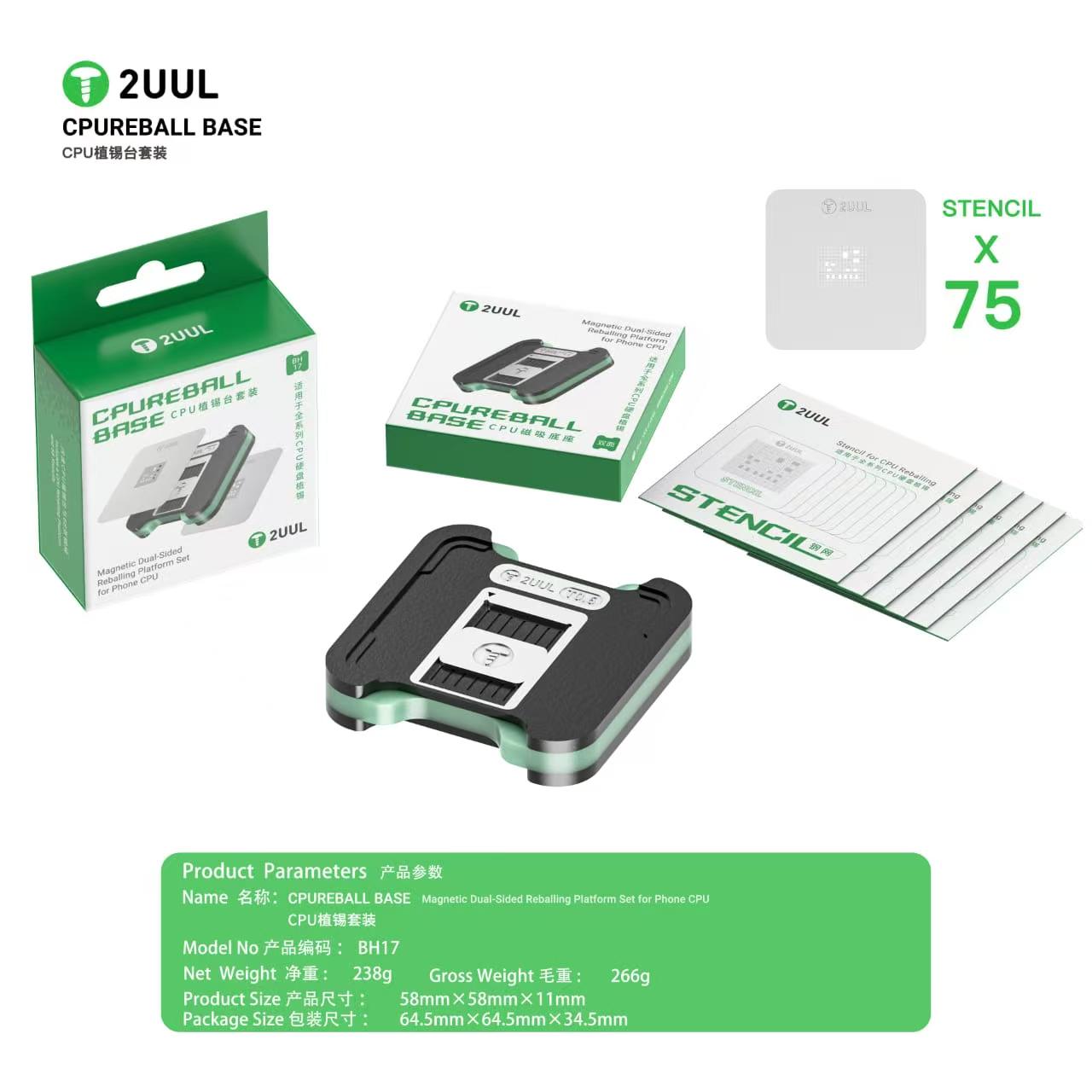 2UUL BH17 CPU STENCIL REBALL BASE Magnetic Dual-Sided Reballing Platform Set