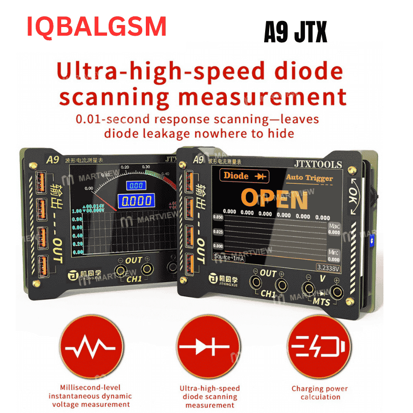 JTX A9 Curve Waveform Measuring Meter Phone Current Voltage Tester