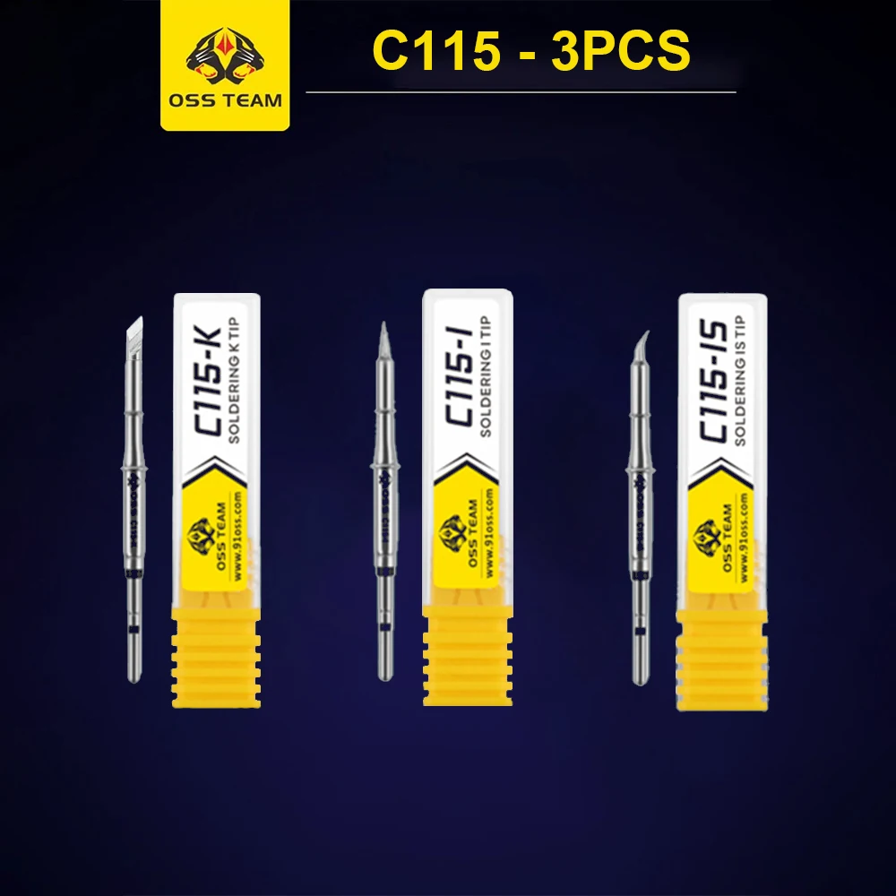 OSS TEAM C115 I/IS/K Soldering Iron Tips Welding Station Tools Compatible with SUGUN Maant GVM Handle for Electronic