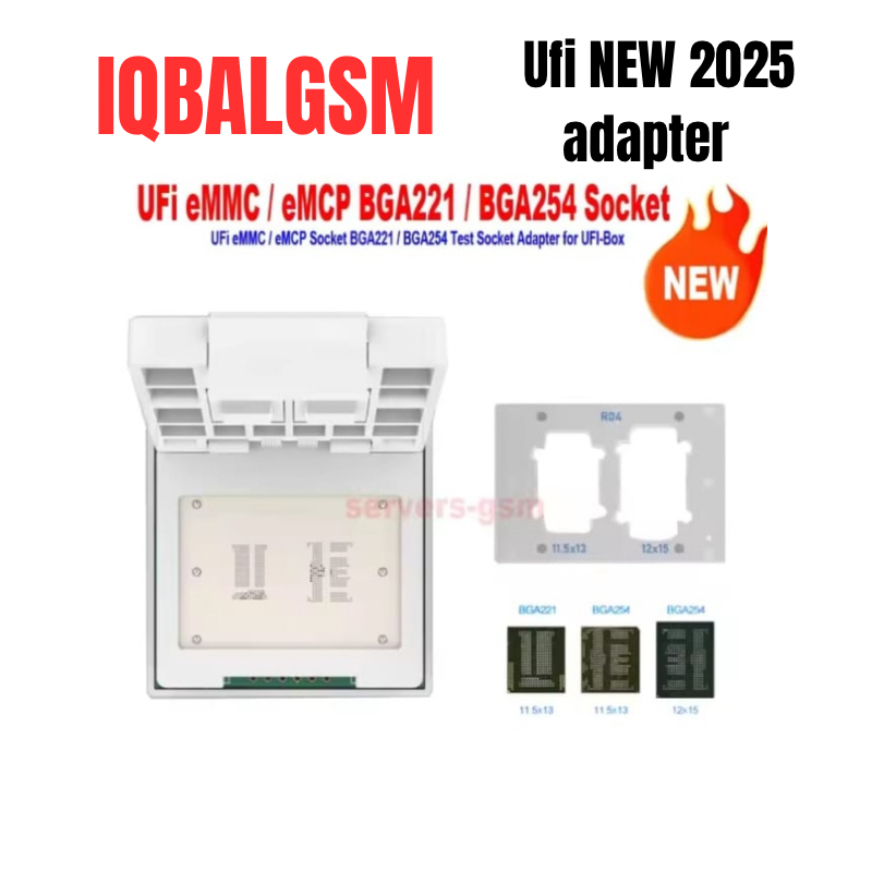 2025 New Upgrade Version eMMC / eMCP Socket BGA221 / BGA254 adapter for ufi box 