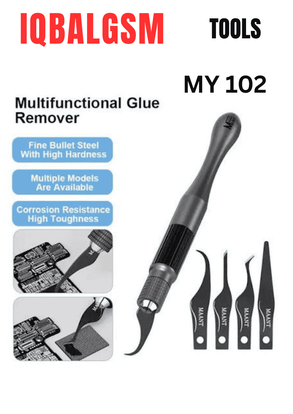 MaAnt 007 Hand-Polished Non-magnetic Stainless Steel Tweezers Aerospace Precision Materials For Phone CPU IC