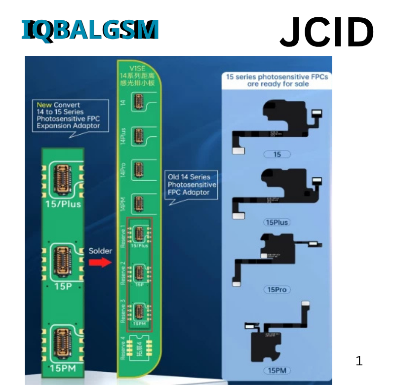 JCID V1SE / V1S Pro Convert iPhone 14 to 15 Series Photosensitive FPC Expansion Small Board
