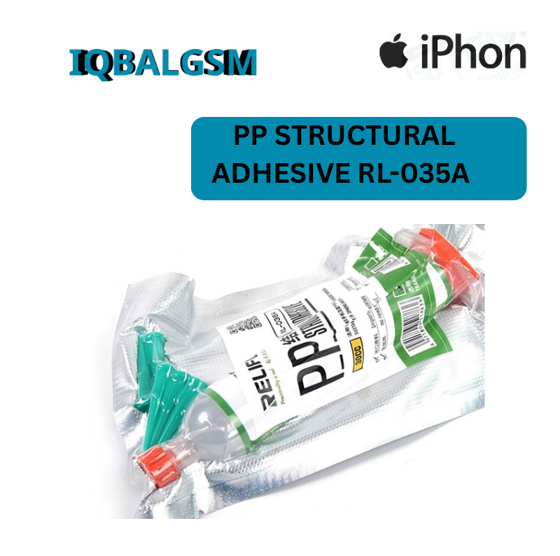 PP STRUCTURAL ADHESIVE RL-035A (w) ,( BLACK)  1.Applicable to all kinds of mobile phones/PAD frame, back cover, bracket bonding.  2.Strong adhesion, positioning fast.  3.No heating, no damage