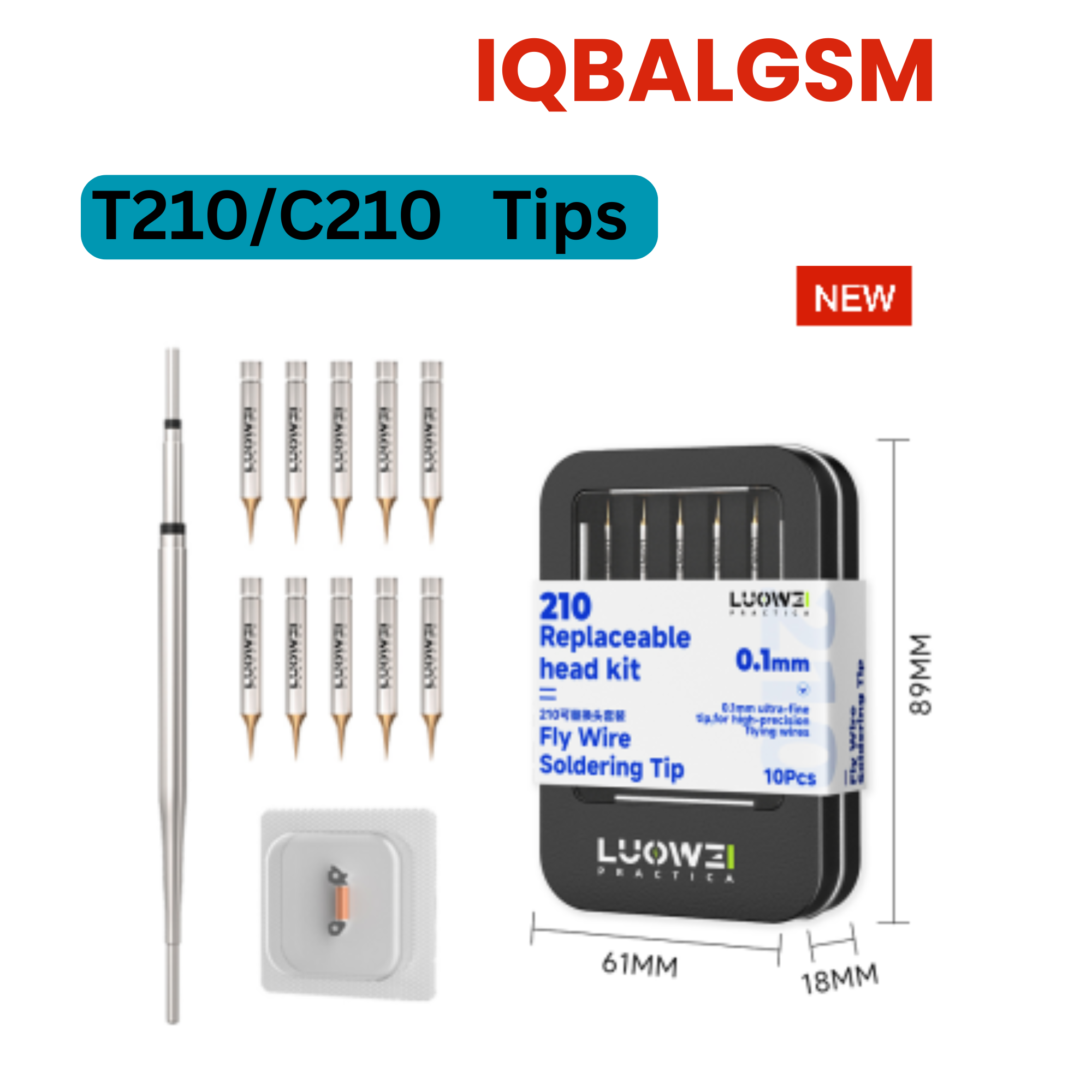Luowei LW-C210 /T210 Soldering Iron Tip with 10Pcs Ultra Sharp Needles for Screen / Motherboard Flying Wire