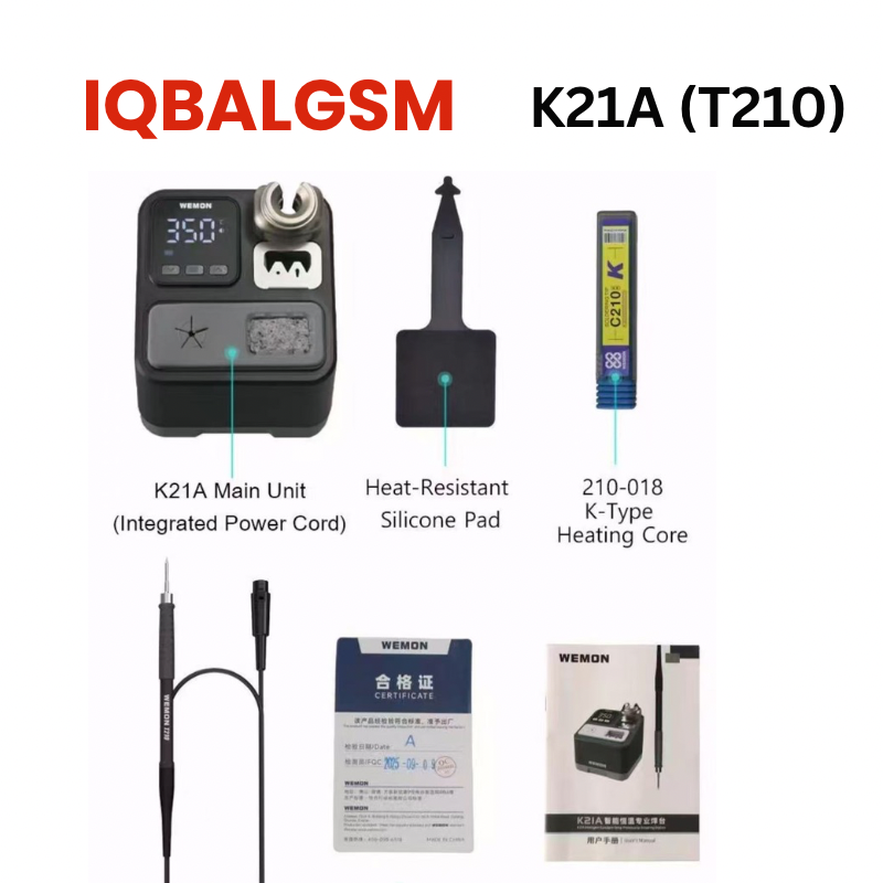 K21A /T210 /c210 Soldering Iron Station 65W Rapid Heating Smart Temperature Control 100-480°C Nixie Tube Display Universal Voltage for PCB Circuit Board SMD Work