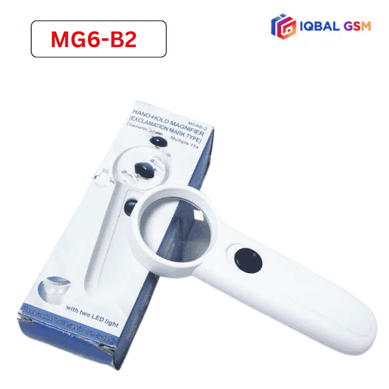 8X Plastic Held High Power Magnifier Mg6b-2 with Double LED Lighting