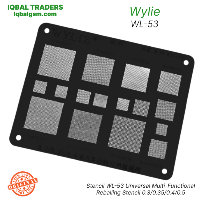 Wylie Stencil WL-53 Universal Multi-Functional Reballing Stencil 0.3/0.35/0.4/0.5