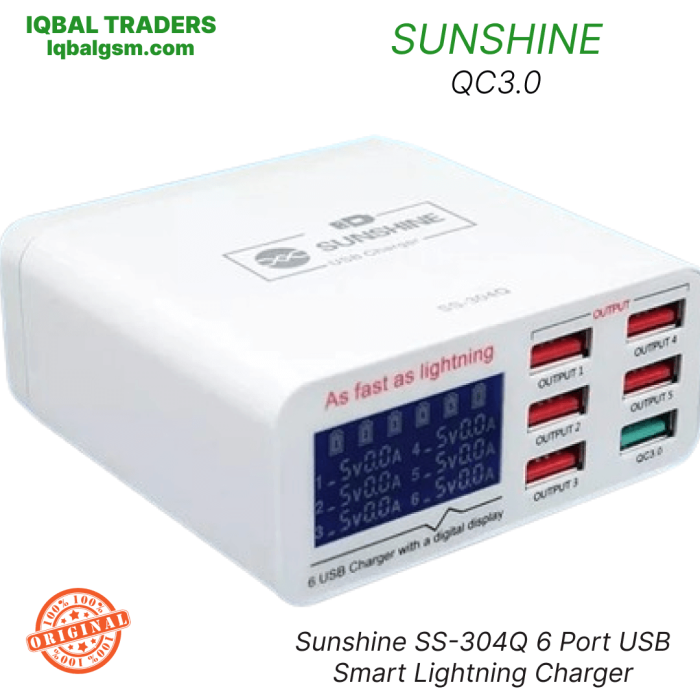 Sunshine SS-304Q 6 Port USB Smart Lightning Charger