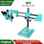 RF4 RF7050-TVW TRINOCULAR STEREO MICROSCOPE WITH DOUBLE ARM 360 DEGREE ANGLE BOOM STAND