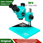 RF4 RF-7050 PRO 7X-50X SYNCHRONOUS ZOOM TRINOCULAR STEREO MICROSCOPE WITH ALUMINUM ALLOY BASE