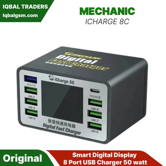 Mechanic iCharge 8C Smart Digital Display 8 Port USB Charger 50 watt