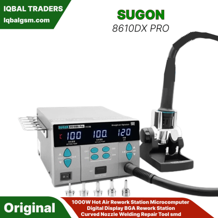 SUGON 8610DX Pro 1000W Hot Air Rework Station Microcomputer Digital Display BGA Rework Station Curved Nozzle Welding Repair Tool smd