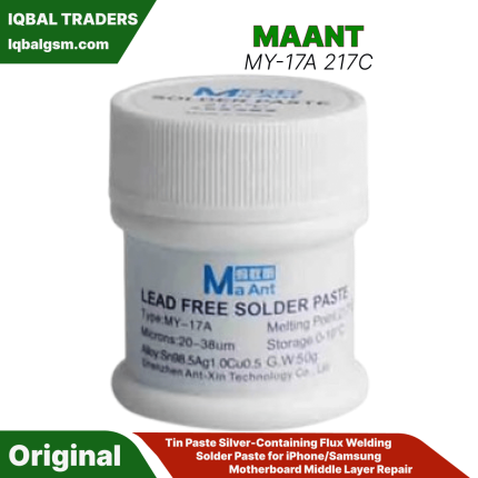 Maant MY-17A 217c Tin Paste Silver-Containing Flux Welding Solder Paste for iPhone/Samsung Motherboard Middle Layer Repair
