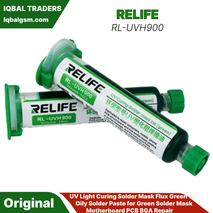 RELIFE RL-UVH900 UV Light Curing Solder Mask Flux Green Oil Oily Solder Paste for Green Solder Mask Motherboard PCB BGA Repair