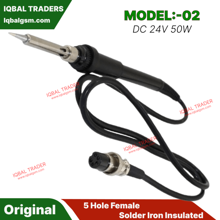 Model:-02 Soldering IRON For Soldering Station DC 24V 50W 5 Pin 5 Hole Female Solder Iron Insulated Handle Tools 50W Soldering Iron For 858 858D 85D+ 8858 878A 878 Soldering Station