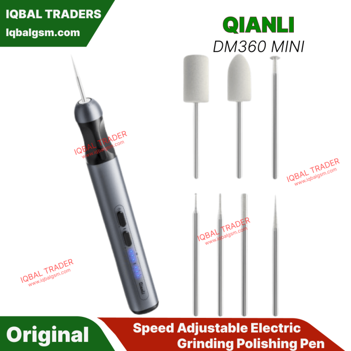 QianLi DM360 Mini Speed Adjustable Electric Grinding Polishing Pen with 7Pcs Grinding Heads