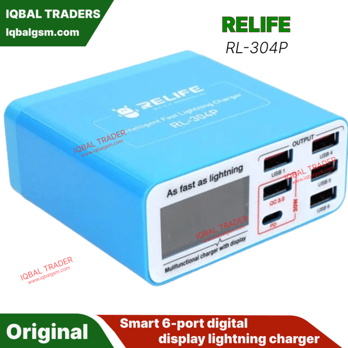 RELIFE RL-304P Smart 6-port digital display lightning charger