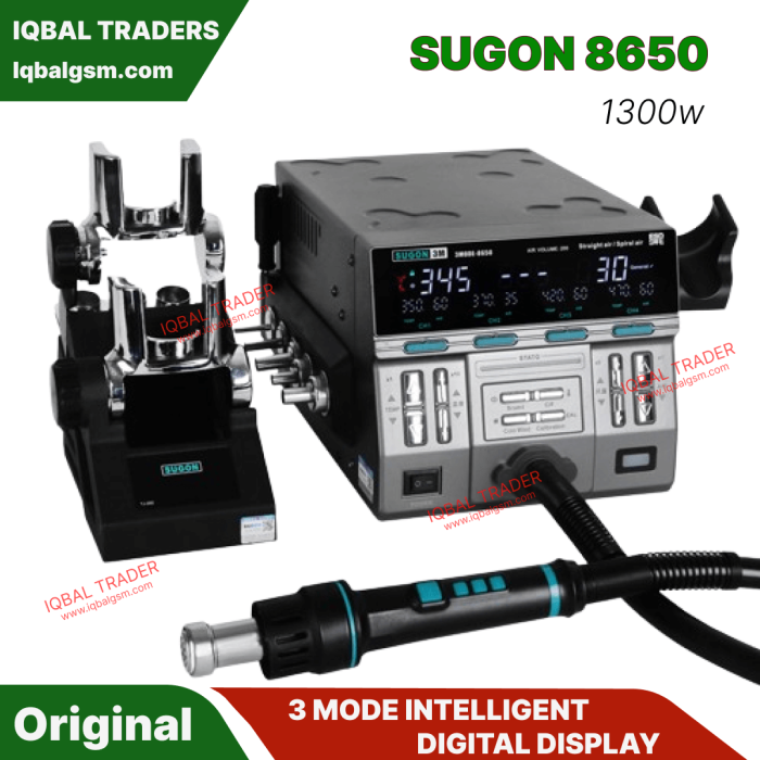 SUGON 8650 1300W 3 Mode Intelligent Digital Display Hot Air Gun Rework Station 110V US Adapter