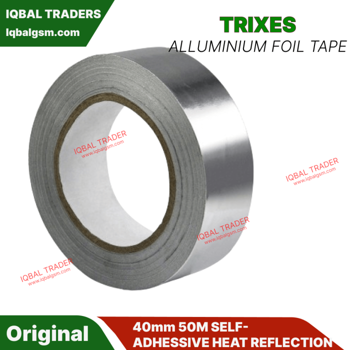 TRIXES Aluminium Foil Tape 40mm X 50m Self Adhesive Heat Reflecting Insulation