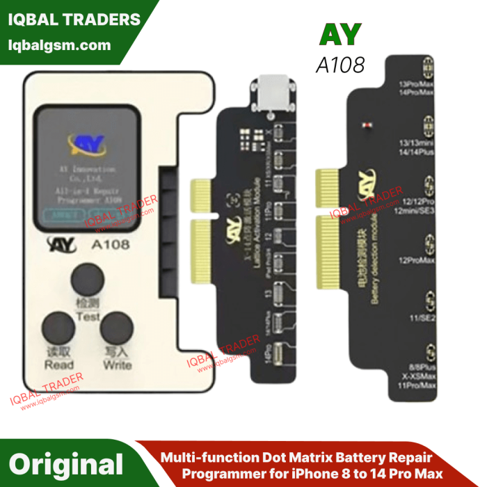 AY A108 Multi-function Dot Matrix Battery Repair Programmer for iPhone 8 to 14 Pro Max