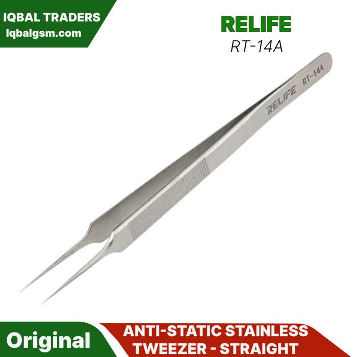 RELIFE RT-14A ANTI-STATIC STAINLESS TWEEZER - STRAIGHT