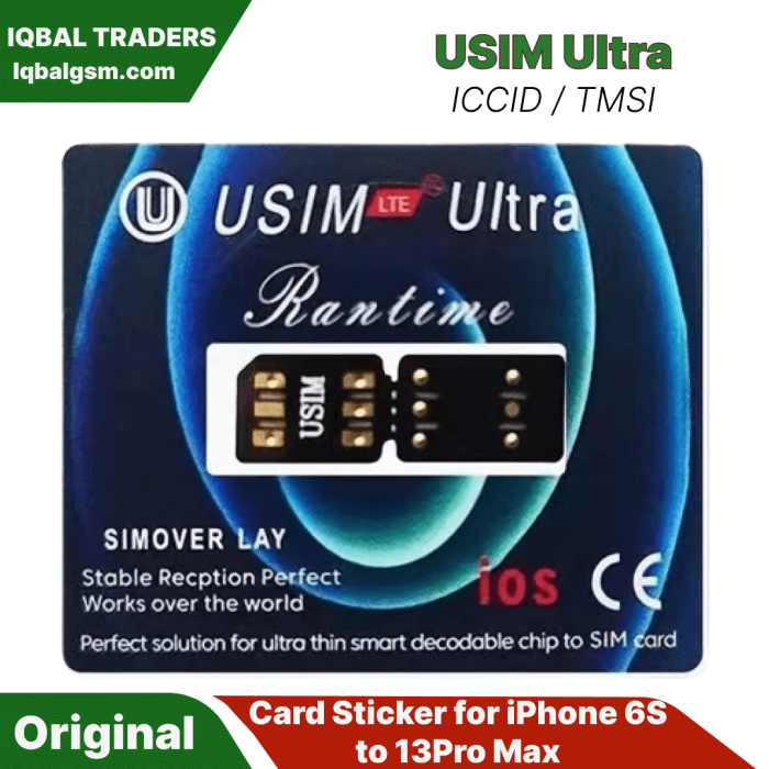 USIM Ultra ICCID / TMSI Card Sticker for iPhone 6S to 13Pro Max