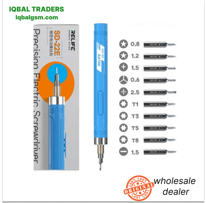 Relife SD-22E Precision Wireless Electric Screwdriver with 10 Screwdriver Bits